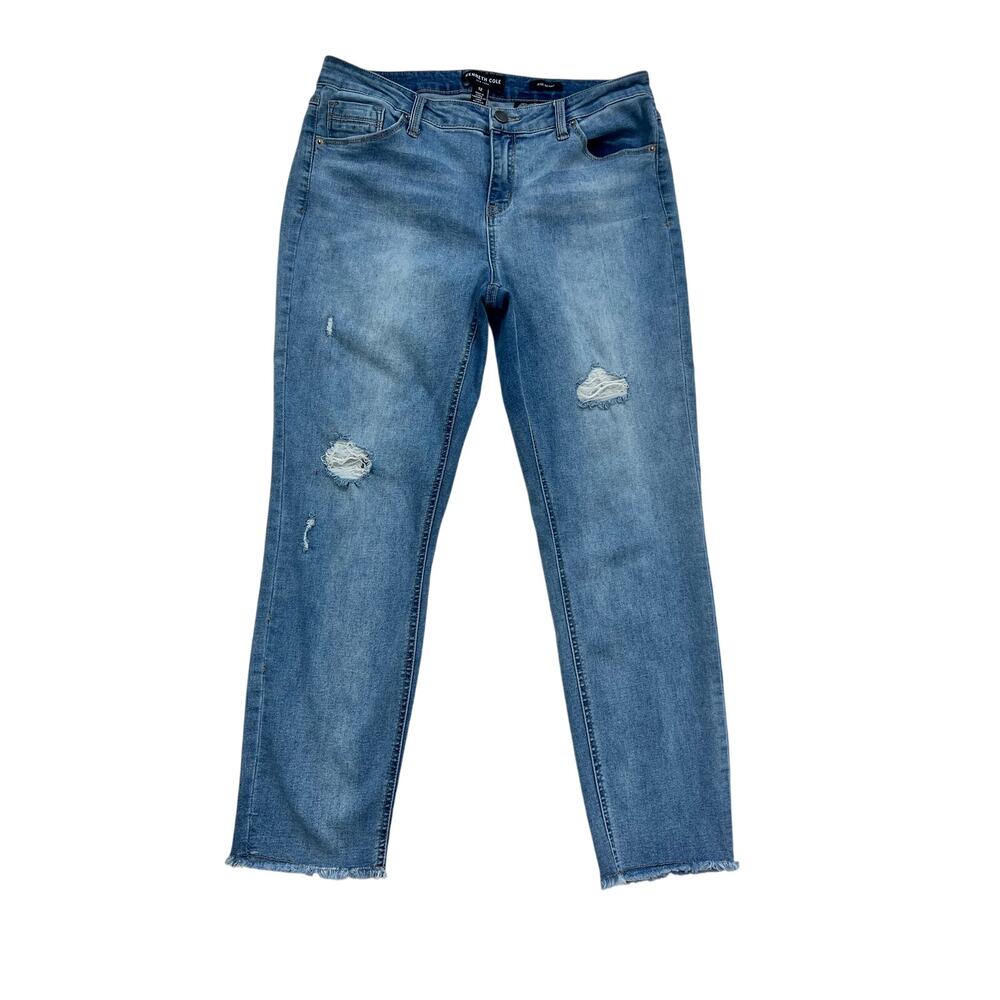 Kenneth Cole New York MidRise Distressed Jess Skinny Jeans Size 12